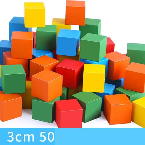 Cube Building Block Mathematics Teaching Aid Set Wood Square Puzzle Small - Image 4