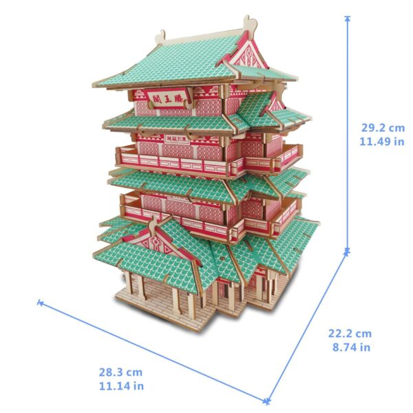 Laser Wooden Three-Dimensional Puzzle Handmade DIY Assembled Children's Puzzle Tengwang Pavilion - Image 2