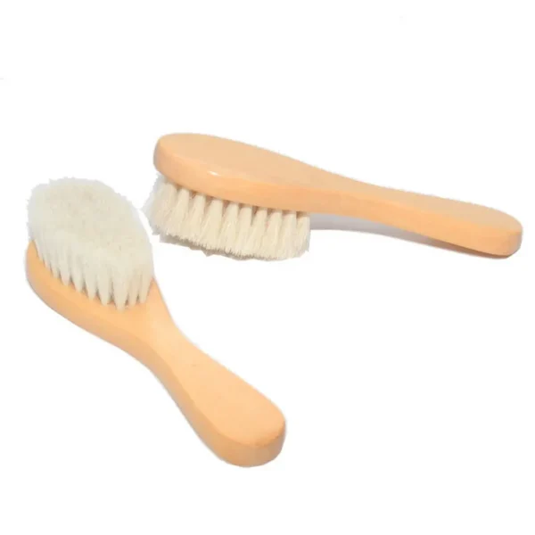 Baby Hair Brush With Wooden Handle And Super Soft Pure Natural Wool Bristles For Newborns & Toddlers Infant Comb Head Massager 4
