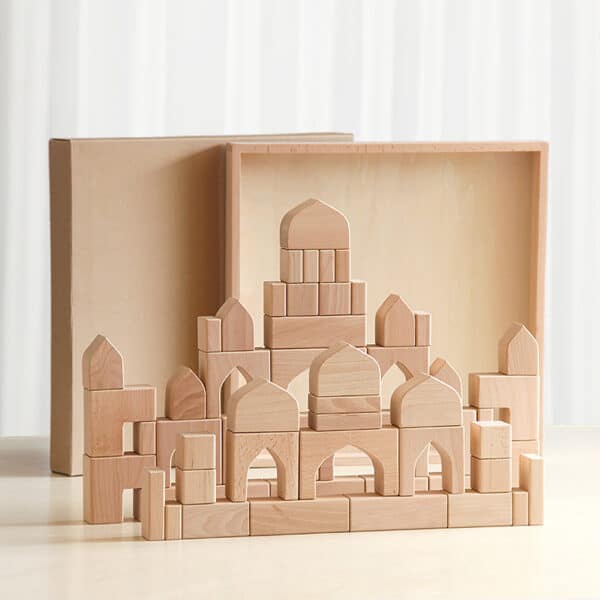 Children'S Imported Beech Wood Large Particles Castle Building Blocks Puzzle To Build Roman City Buildings - Image 2