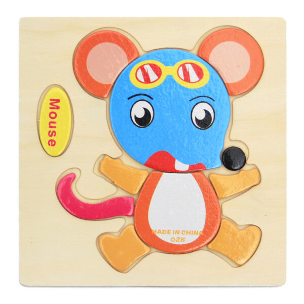 Children's Wooden Cartoon Animal Three-Dimensional Puzzle - Image 2