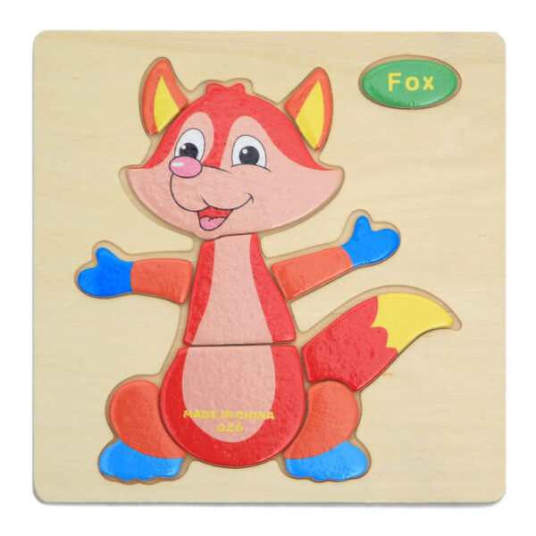 Children's Wooden Cartoon Animal Three-Dimensional Puzzle - Image 5