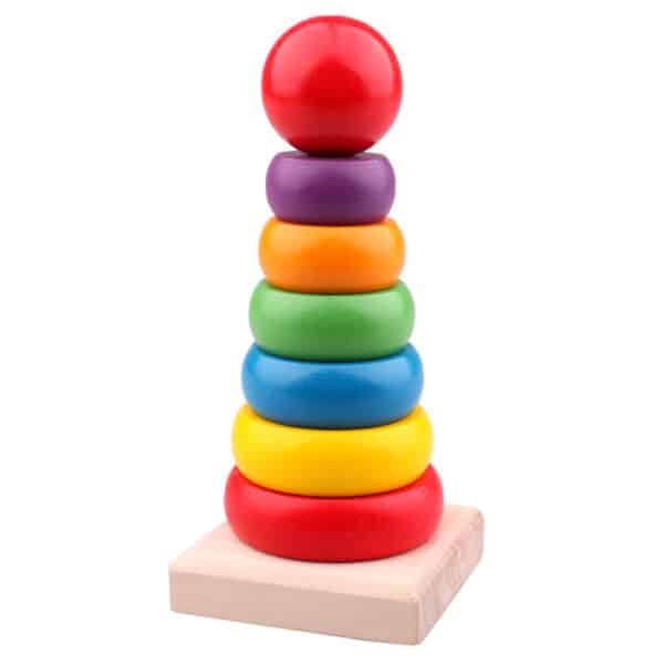 Wooden Puzzle Building Blocks Seven-layer Tower Color Recognition Toy - Image 4