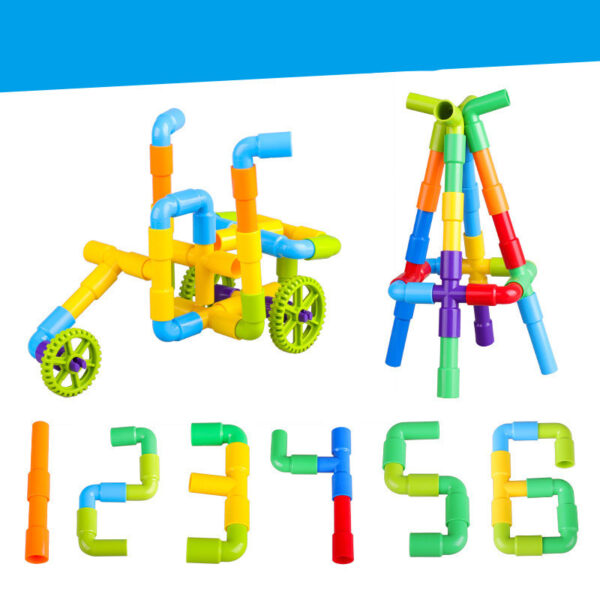 Beiqi Children's Plug-in Assembling Water Pipe Plastic Building Blocks Are Compatible With  Large-particle Educational Children's Building Blocks - Image 2