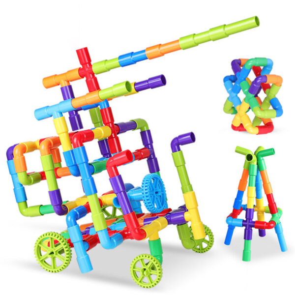 Beiqi Children's Plug-in Assembling Water Pipe Plastic Building Blocks Are Compatible With  Large-particle Educational Children's Building Blocks - Image 6