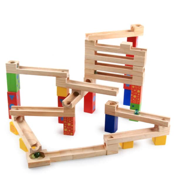 Children's Educational Parent-child Ball Track Slide Blocks Stacking High Marbles To Build Wooden Toys - Image 5