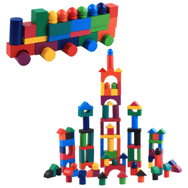 Wooden Grains Color Building Blocks Kindergarten Children Early Childhood Parenting Toy For Kids - Image 5