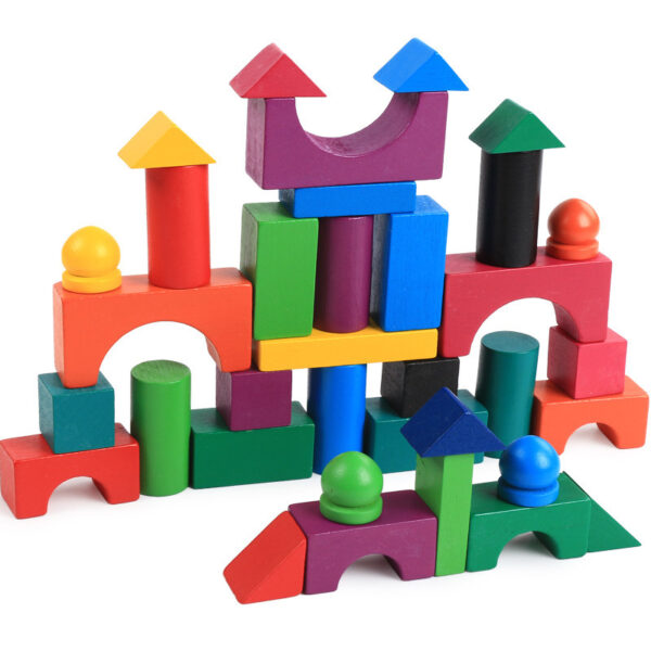 Wooden Grains Color Building Blocks Kindergarten Children Early Childhood Parenting Toy For Kids - Image 4