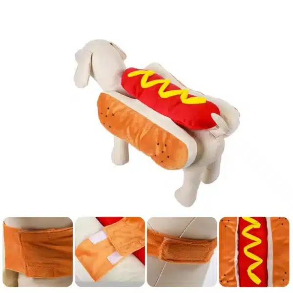 Funny Halloween Dog Costumes Hot Dog Shaped Dachshund Sausage Adjustable Clothes Pet Apparel Dressing Up Cat Party Costume Suit 5