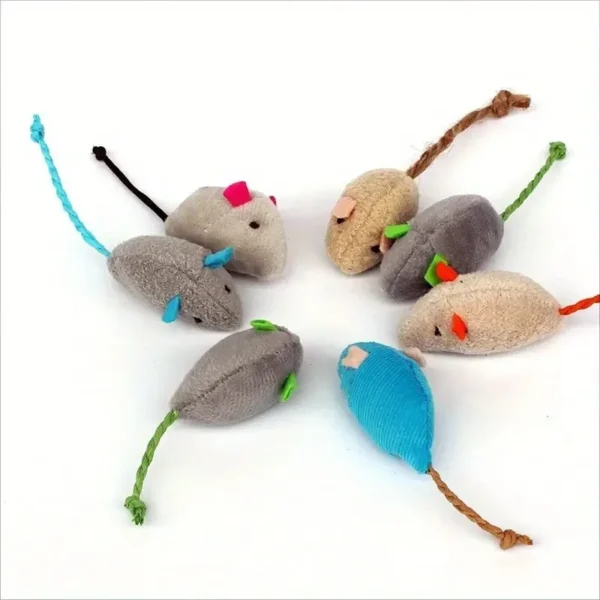 3/7/12PCS Interactive Plush Rat And Cat Toys With Durable Linen Perfect For Small Breeds Safe For Indoor Play 4