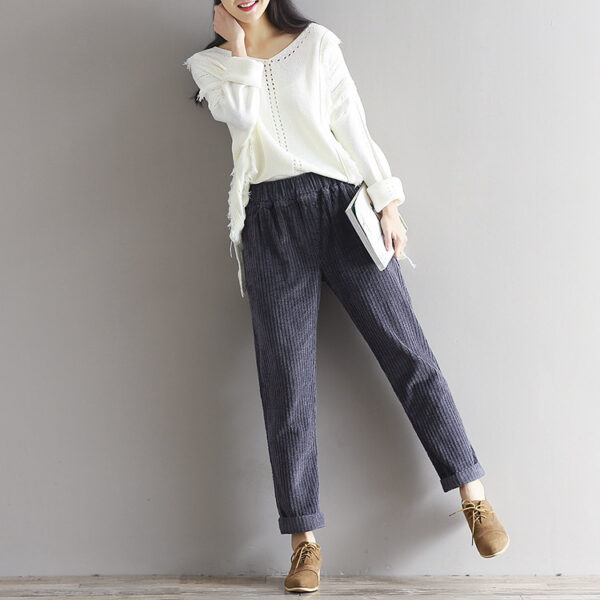 Large Size Women's Art Fan Xian Thin Corduroy Pants Autumn And Winter Loose Casual Trousers - Image 2