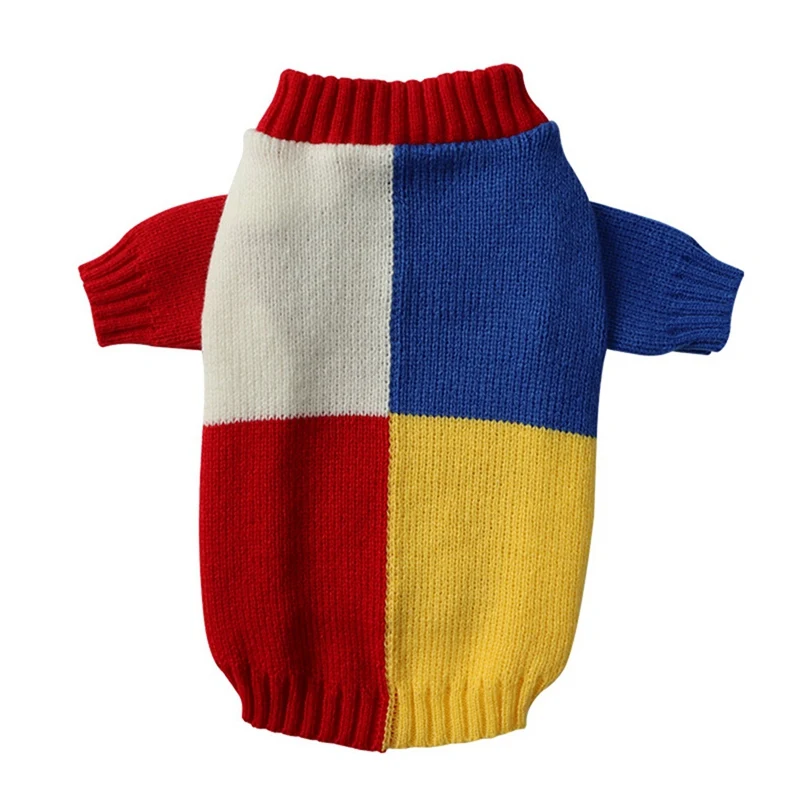 Cozy Color-Block Knit Dog Sweater Autumn Winter Warm Pet Casual Apparel for Small Medium Cats Dogs Clothes Chihuahua Clothing 1