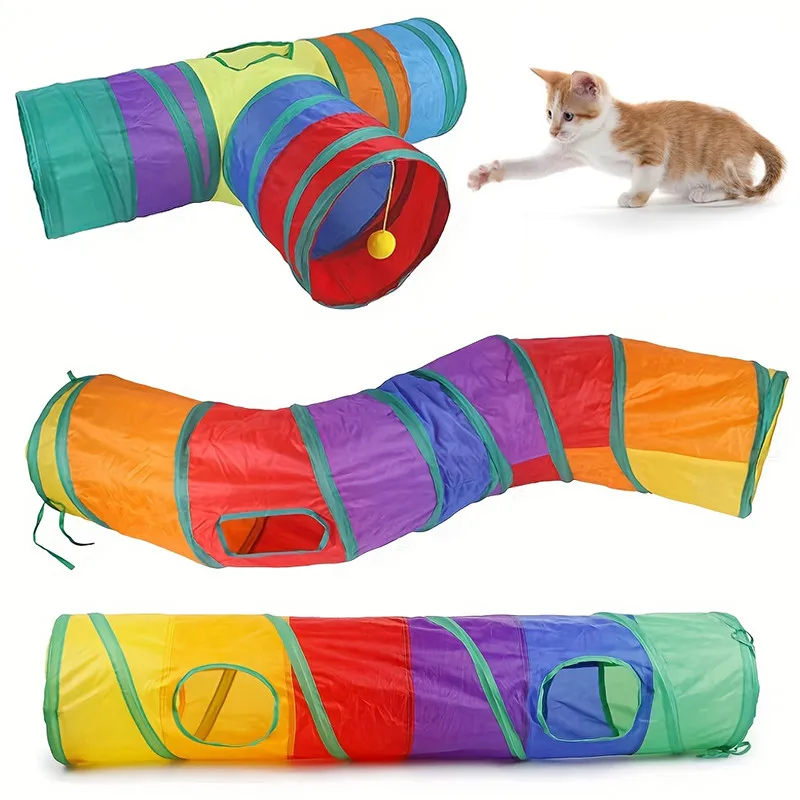 Cat Tunnel Foldable Cat Tunnel Pet Supplies Cat S T Y Pass Play Tunnel Cat Toy Breathable Drill Barrel for Indoor loud paper 1