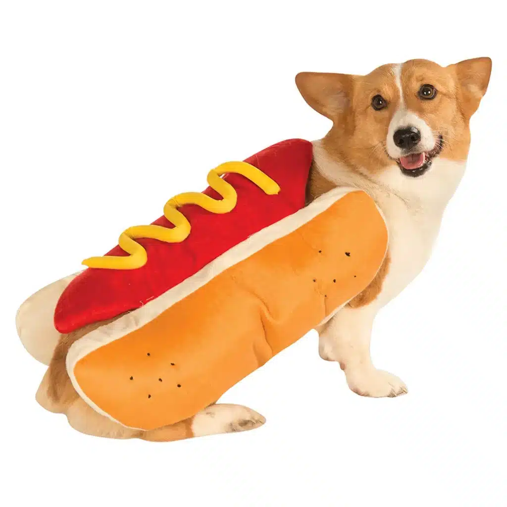 Funny Halloween Dog Costumes Hot Dog Shaped Dachshund Sausage Adjustable Clothes Pet Apparel Dressing Up Cat Party Costume Suit 1