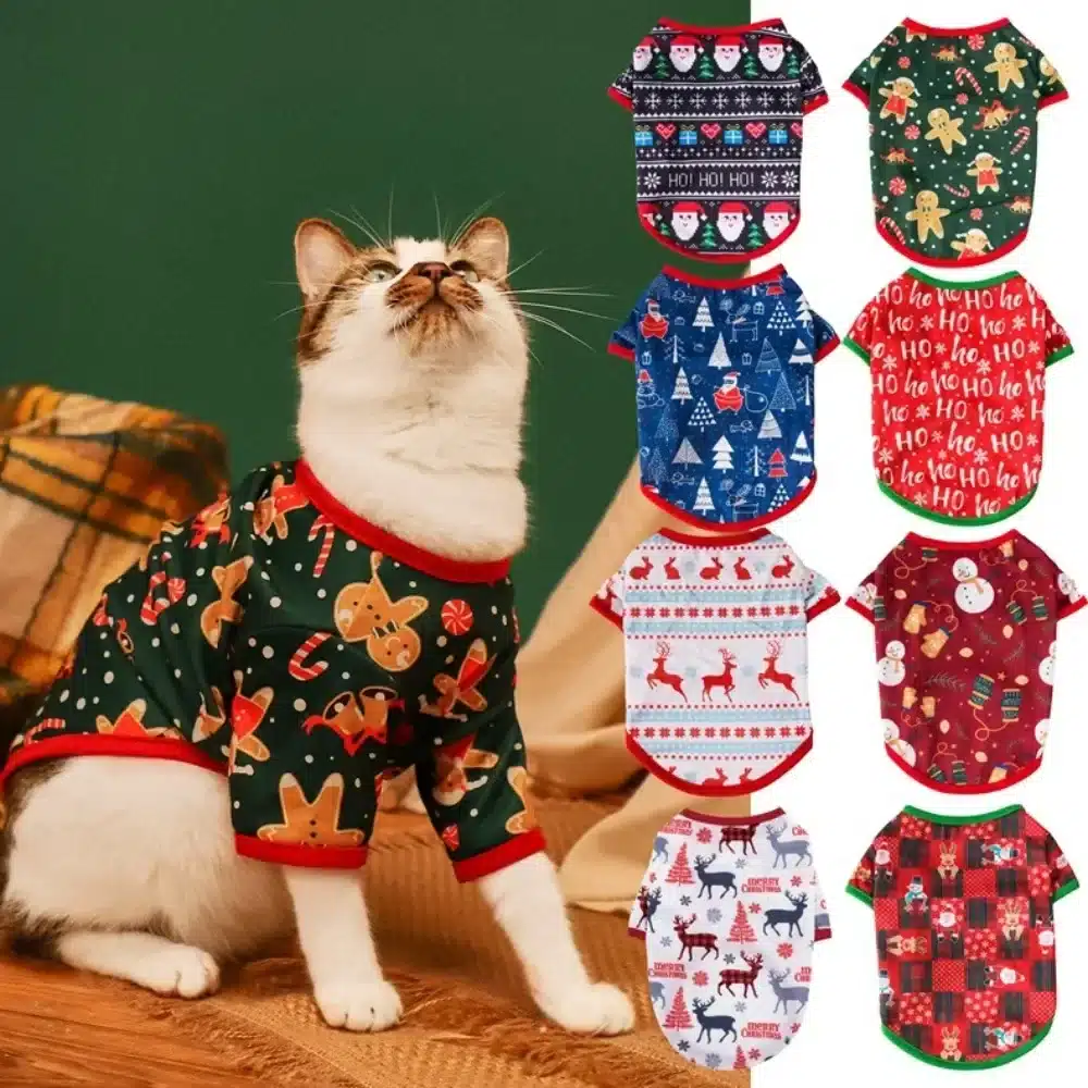 Pet Dog Christmas Shirt Clothes Xmas Vest Soft Shirts Holiday Small Dog Apparel Snowman Printed Puppy Costume for Cats or Dogs 1