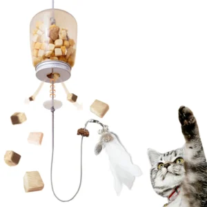 Cat Toy Interactive Cats Leak Food Feather Toys with Bell Hanging Door Scratch Rope Pets Food Feeder Dispenser Kitten Catnip Toy 1