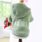 1PC Pet Apparel Cat Dog Autumn and Winter Thickened Warm Green Paris Letter Hat Coat Suitable for Small and Medium sized Dogs 1