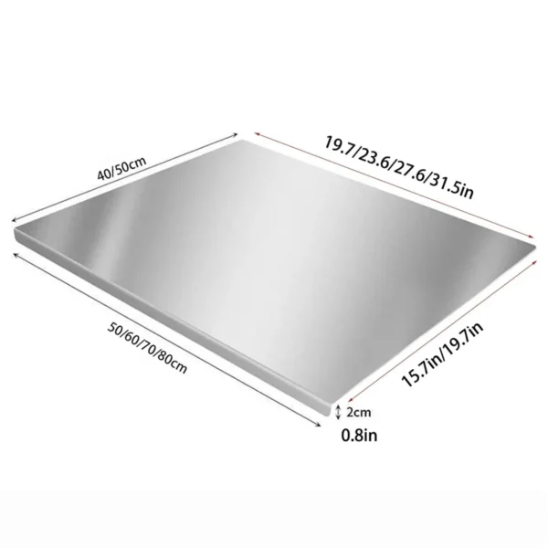 304 Heavy Duty Kitchen Cutting Board Cutting Board with Edge Large Stainless Steel Baking Board Kitchen Multifunctional Utensils 2