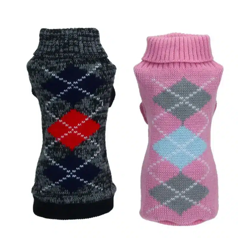 Pet Clothes Puppy Dog Sweater Jacquard Knitted Plaid Small Dogs Sweater Coat Pet Apparel 1