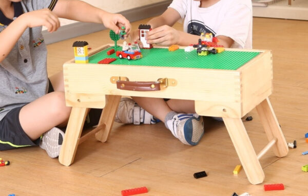 Block compatible Storage Play Table folding Custom Made Wooden Chalkboard Kids Children - Image 10