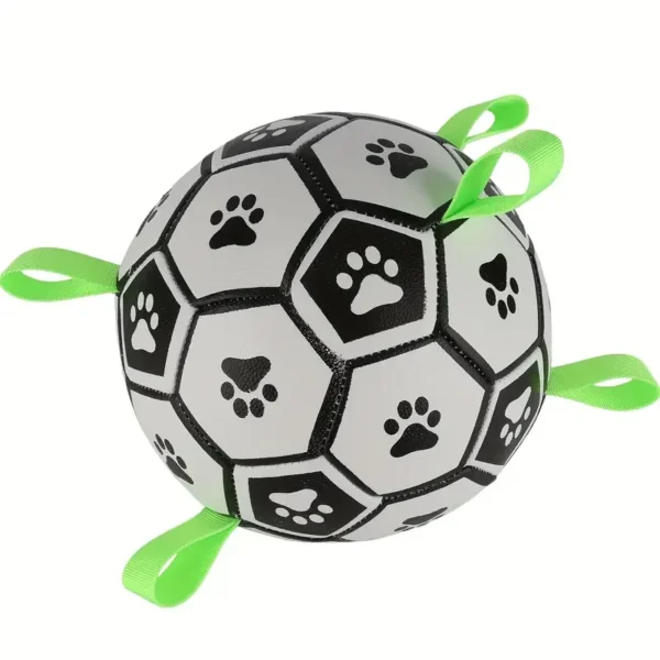 1pc Durable Football Design Pet Toy With Straps Dog Chewing Ball Toy For Training Playing Teeth Cleaning, Interactive Fetch Pet 3