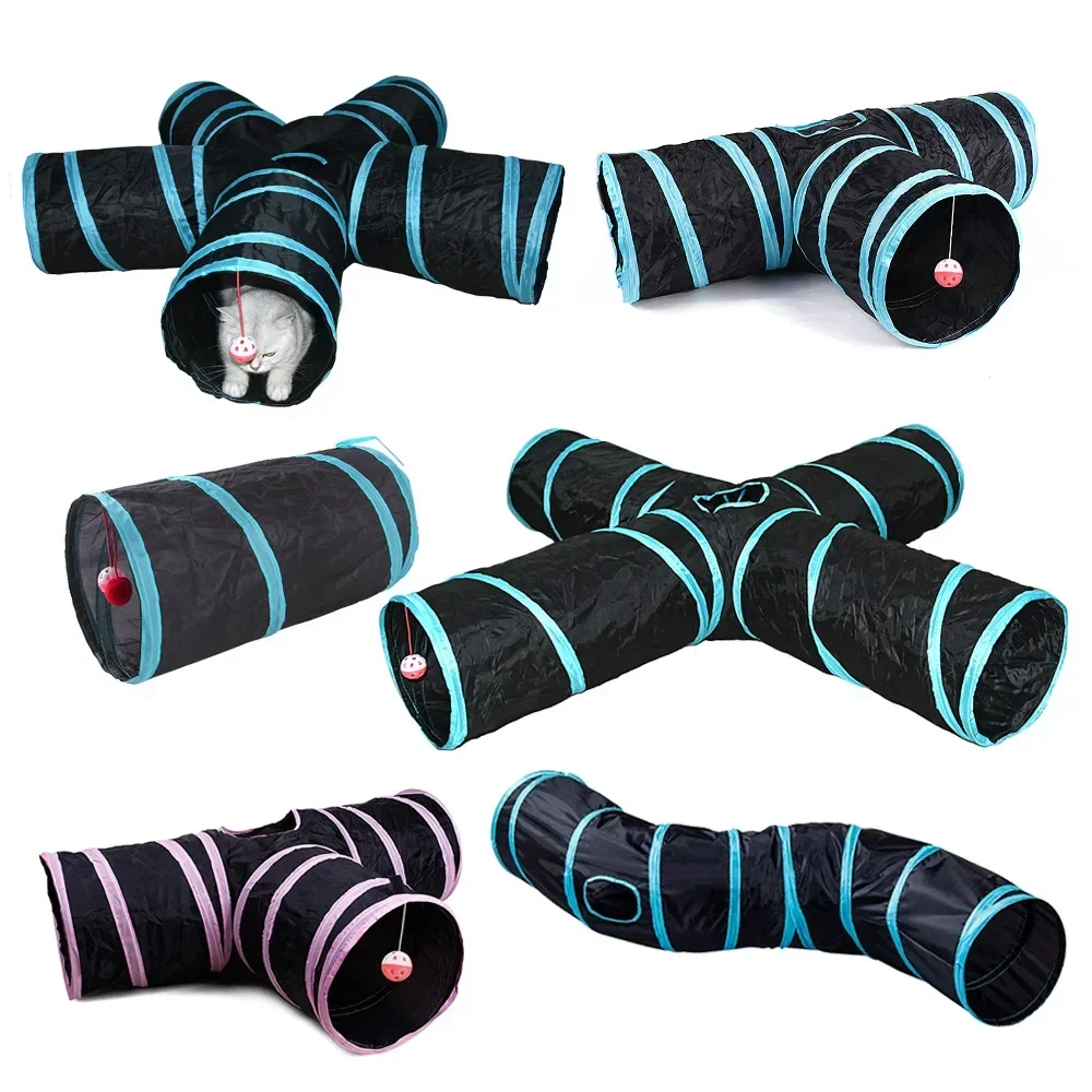 Cat Tunnel Foldable kitty Tunnel Pet Supplies S T Y Cross Pass Play Tunnel Cat Toy Breathable Drill Barrel for Indoor Loud Paper 1