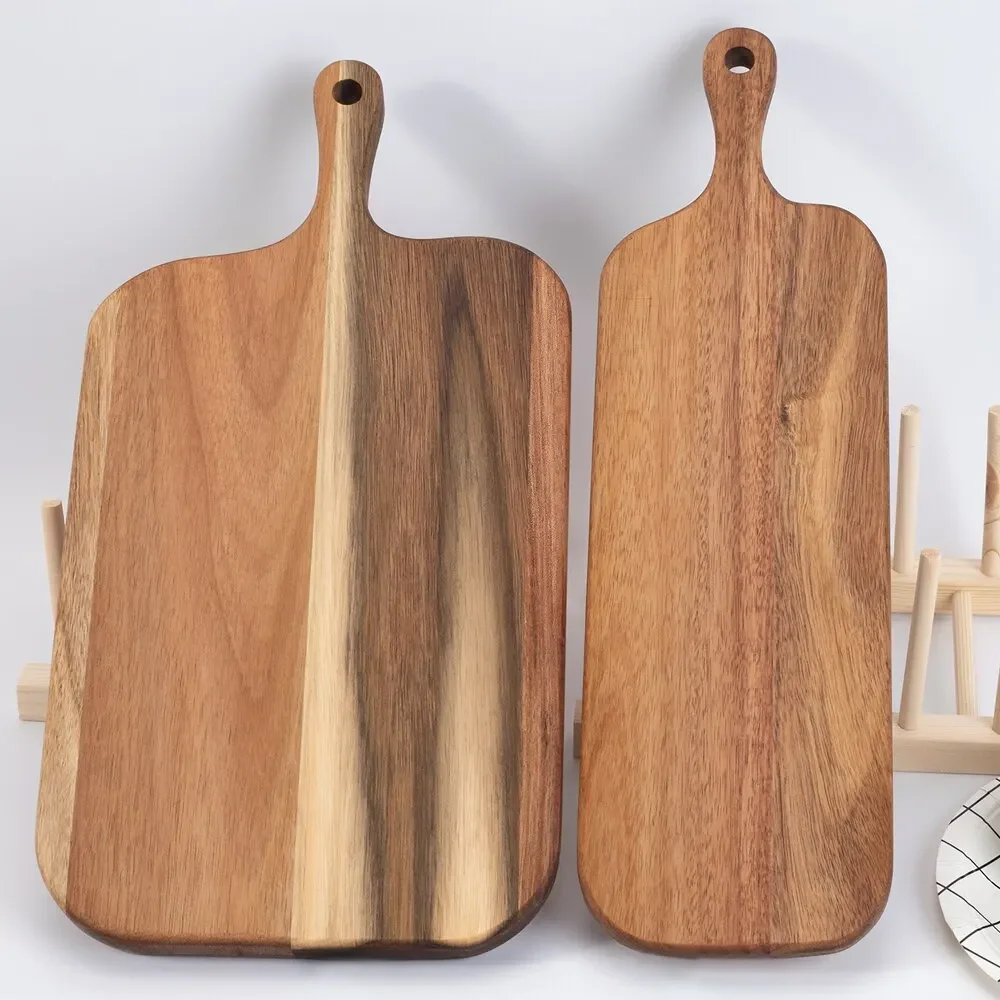 Wooden Cutting Board with Handle Kitchen Household Serving Board Wooden Cheese Board Charcuterie Board for Bread Fruit Plates 1