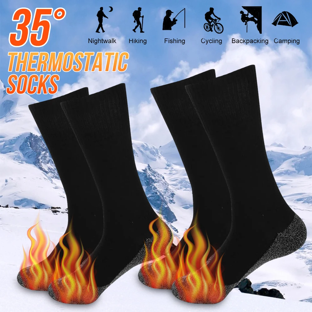 1/2Pairs Winter Self-Heating Socks for Men Women Thermal Heated Socks Elastic Anti-Slip Socks Outdoor Ski Tube Sock Foot Warmer 1