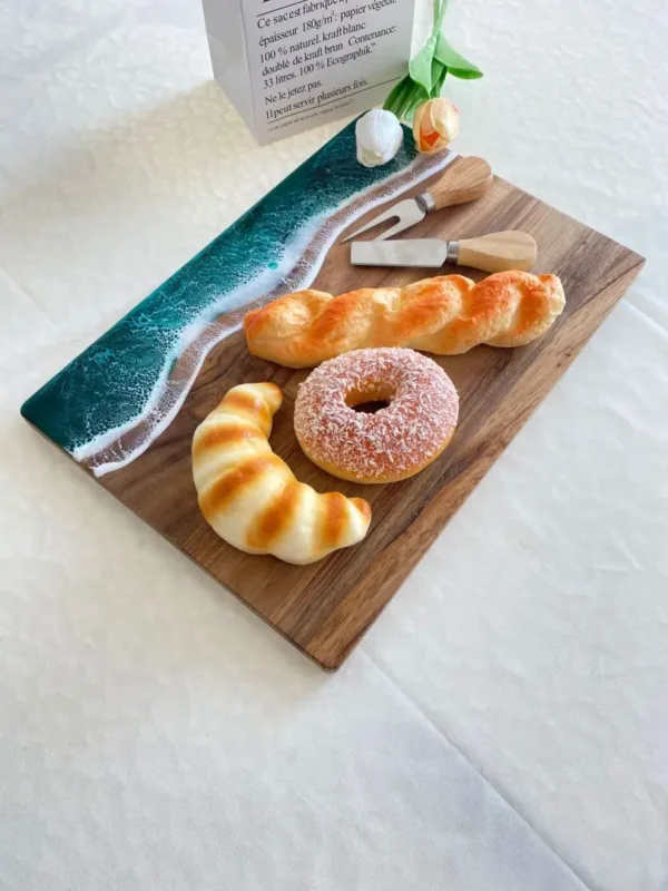 Acacia Wood Cutting Board With Resin Wave & Sea Epoxy Resin Ocean Pan for Kitchen Meal Prep Serving Tray Cheese & cutting Board 1