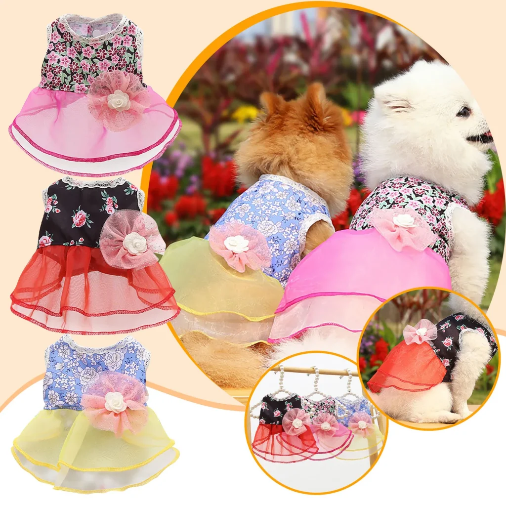 For Cat Pet Dresses Spring And Summer Pet Cothes Spring And Summer Cute Pet Supplies Dresses Rose Dog Apparel For Medium Dogs 1