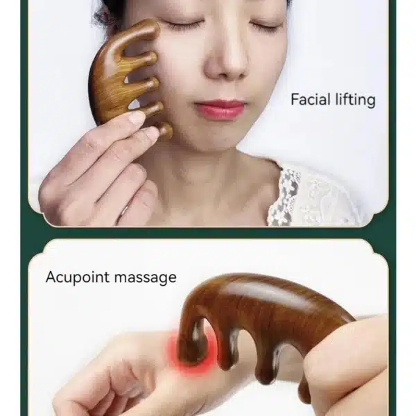 Meridian Massage Comb Five-Tooth Handleless Chinese Acupuncture Head Comb Blood Circulation Sandalwood Scalp Meridian Comb 6