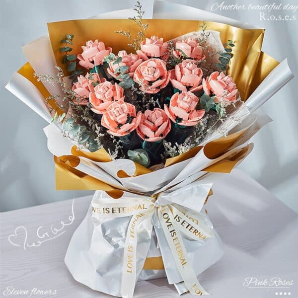 Valentine's Day Bouquet Building Blocks Home Furnishing Bonsai Plant Romantic Rose Flower Model