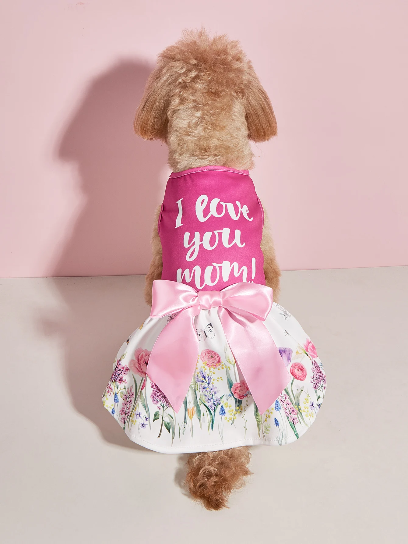 Dog Dress Girl Dog Sleeveless  Clothes Floral Pet Apparel Pink Bowknot Cat Clothing Puppy Dresses Doggy Costume Mothers' Day 1