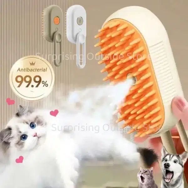 Cat Dog Pet Spray Massage Brush 3 in 1 One Button Steam Spray Folding Rotatable Floating Hair Bath Hair Removal Brush Comb 1