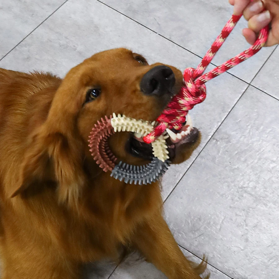 Dog Teeth Grinding Anti Bite Cotton Rope Toy Pet Colorful Weaving Knot Toy Dog Self Fun Toy 1