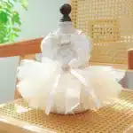 1PC Pet Apparel Dog Spring/Summer Breathable White Wedding Dress Princess Dress with Pulling Cord Button For Small Medium Dogs 1