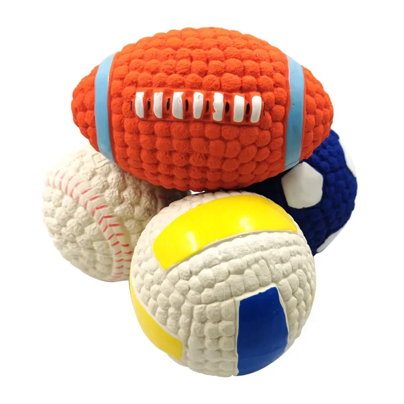 Soft Pet Ball Squeaky Toy For Small Large Dog Rugby Tennis Volleyball Football Basketball Latex Tooth Cleaning Training Toys 1