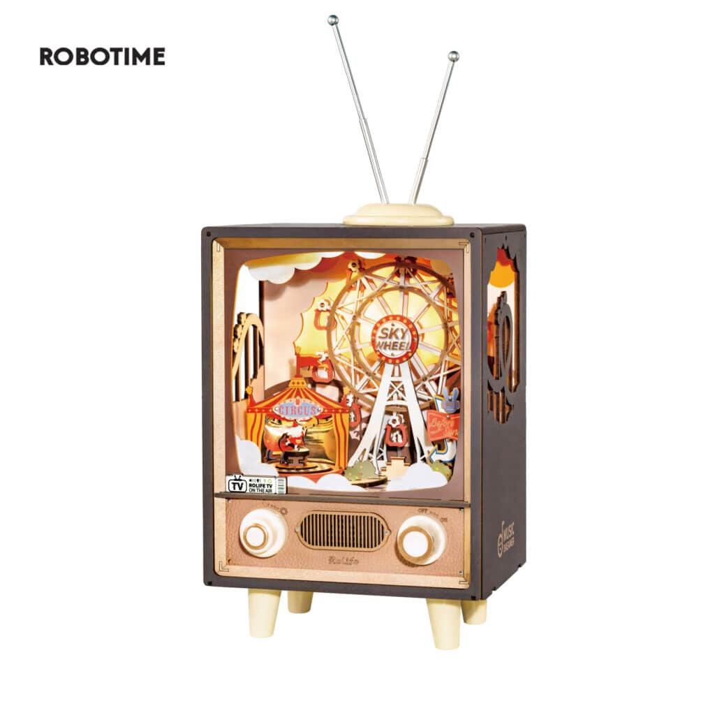 Rolife AMT01 Sunset Carnival Wooden DIY Music Box With LED Puzzle Dollhouse Gift