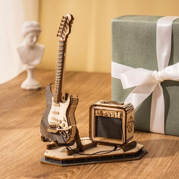 Robotime Rokr Electric Guitar Model Gift For Kids Assembly Creative Toys Building Block Set 3D Wooden Puzzle TG605K - Image 4
