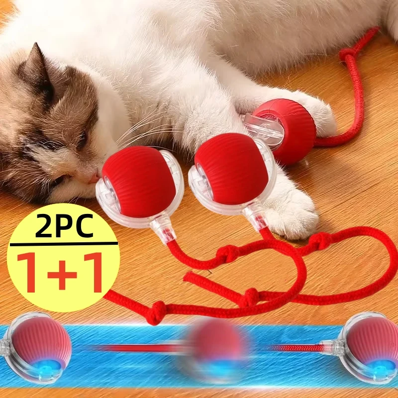 1/2PCS Interactive Cat Toys Ball Auto Electric Rolling Ball Toys for Cats/Kitty Pets Smart Automatic Teaser USB Rechargeable 1