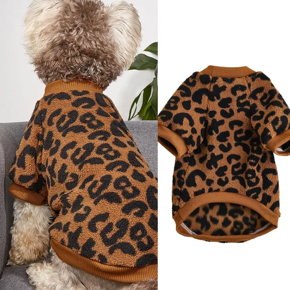 Puppy Pullover Dogs Pet Sweater Winter Leopard Print French Bulldog Winter Warm Sweater Pet Apparel Dog Clothing 1