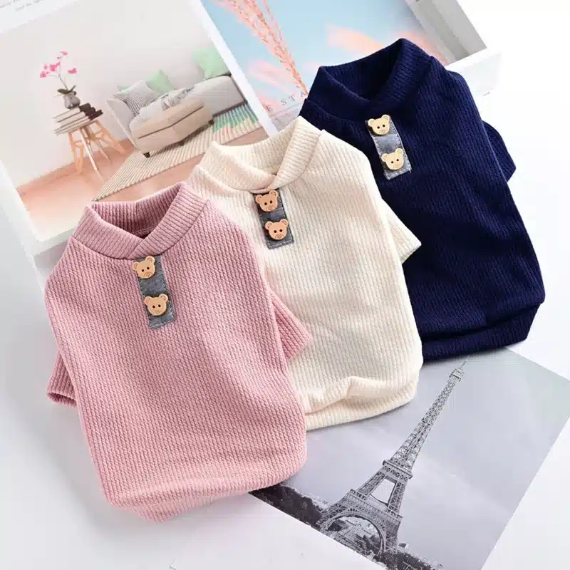 High Collar  Elastic Bottoming Shirt  Pet Dog Striped Clothes Puppy Cotton  Warm Sweater for Dogs Cats Pullover Cosstume Apparel 1