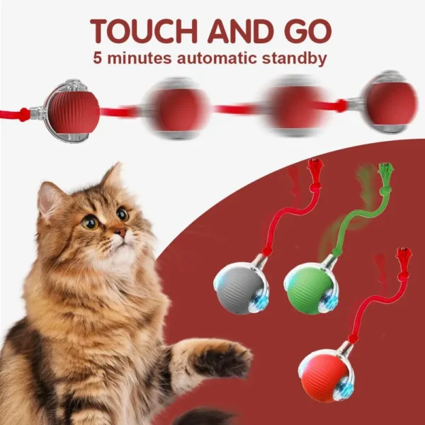 Cat Interactive Ball Toy , Automatic Rolling Cat Ball Rechargeable, Intelligent Cat Toys, Motion Activated Teasing Ball for Cat 5