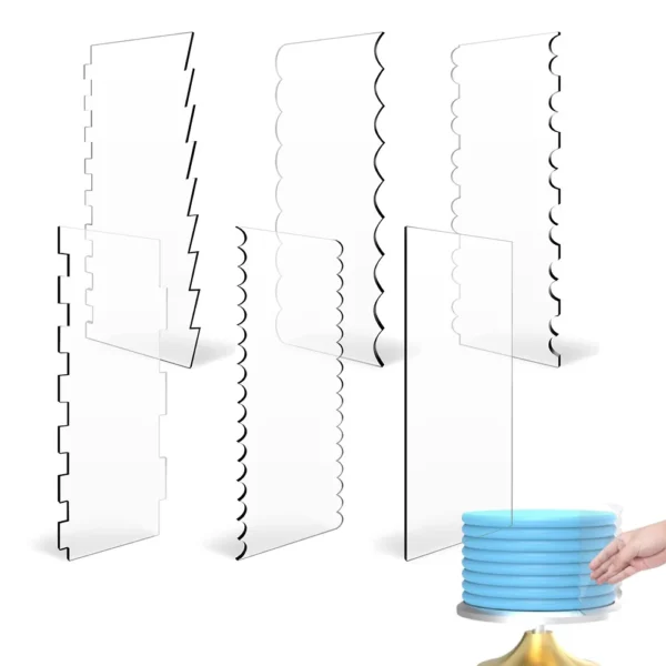 2pcs Acrylic Cake Scraper Set Decorating Contour Stripe Cake Comb Saw Tooth Smoother Buttercream Frosting Scraper cake tools 1