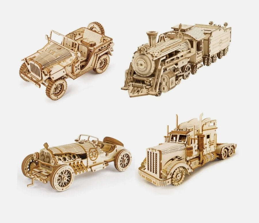 ROBOTIME 3D Wooden Puzzle Car Model Series DIY Model Mechanical Kits Xmas Gift MC401 MC501 MC502 MC701