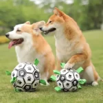 1pc Durable Football Design Pet Toy With Straps Dog Chewing Ball Toy For Training Playing Teeth Cleaning, Interactive Fetch Pet 1