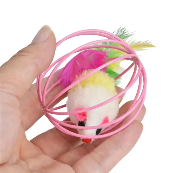 1pc Cat Toy Stick Feather Wand With Bell Mouse Cage Toys Plastic Artificial Colorful Cat Teaser Toy Pet Supplies Random Color 6