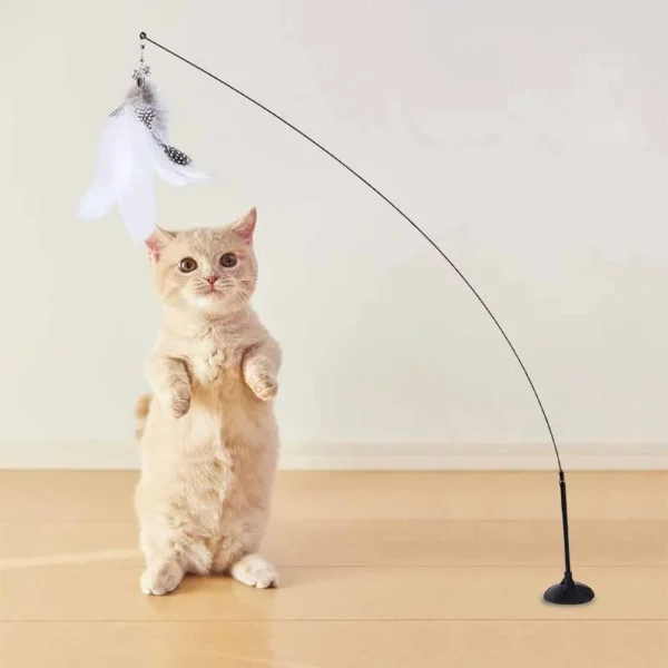 Funny Cat Toy Folorful Fluffy Feather With Bell Sucker Cat Stick Toy Kitten Play Interactive Detachable Teaser Wand Cat Supplies 5