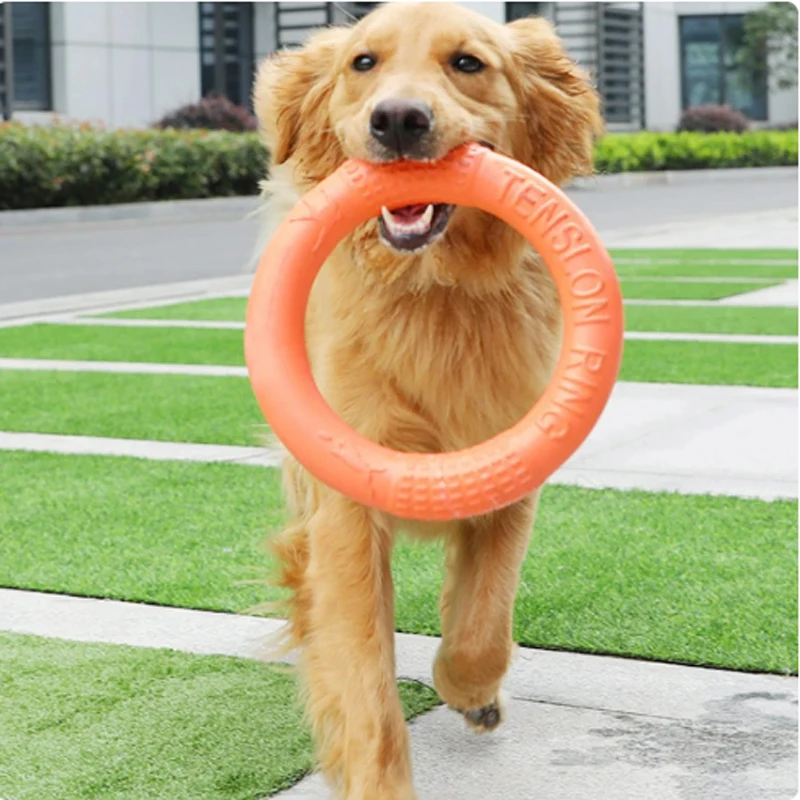 BOOTEELY 1pc Orange Dog Toys Pet Flying Disk Training Ring Puller EVA Interactive Training Ring Puller Resistant for Dogs 1