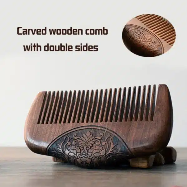 Pocket Wooden Comb Natural Black Gold Sandalwood Super Narrow Tooth Wood Combs No Static Lice Beard Comb Hair Styling 2